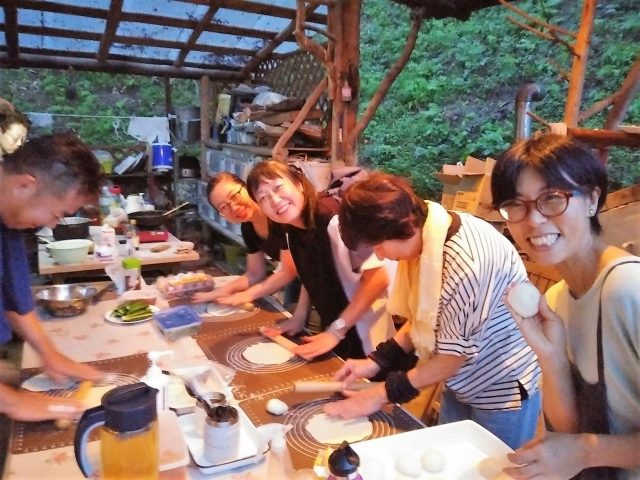 お月見の夕食　トルティーヤづくり