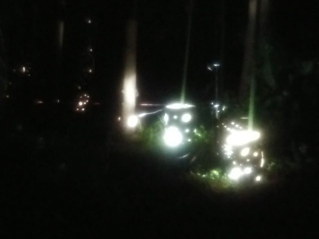 棚田にともる竹灯篭