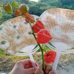 草木染のうちわ