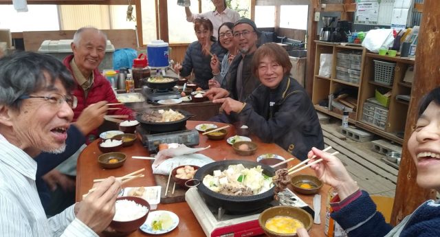 雨天日のスキ焼き交流